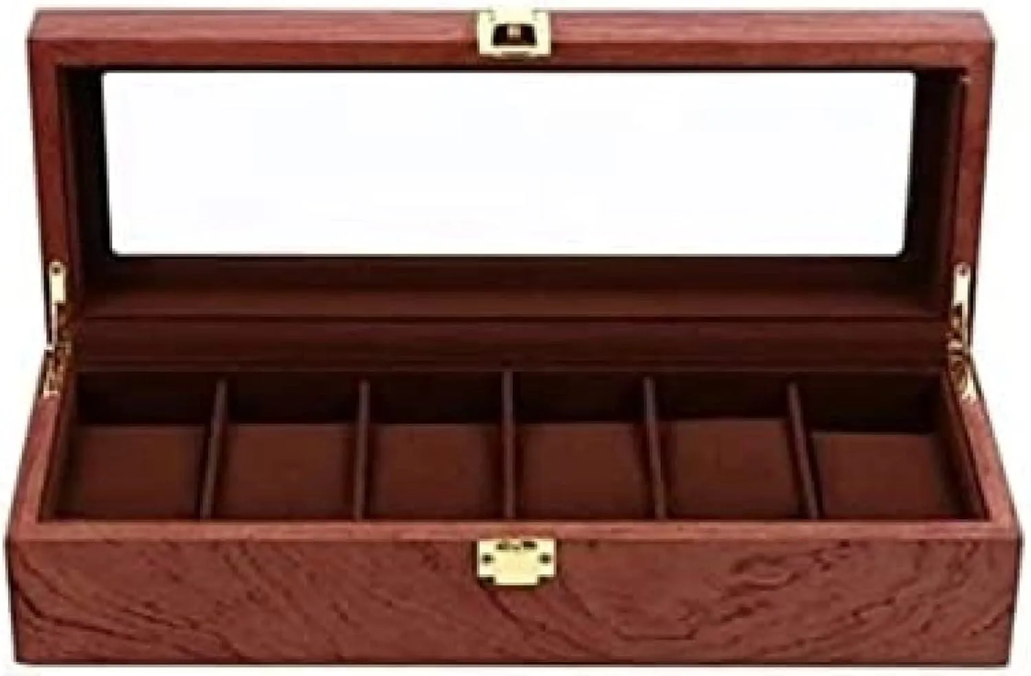 - 12.38 X 4.32 X 3.14 Inch, Wooden Case for Men and Women's Watches litter margin Watch Box 6 Slots Retro Wood Watch Display Case Organizer Storage Holder 