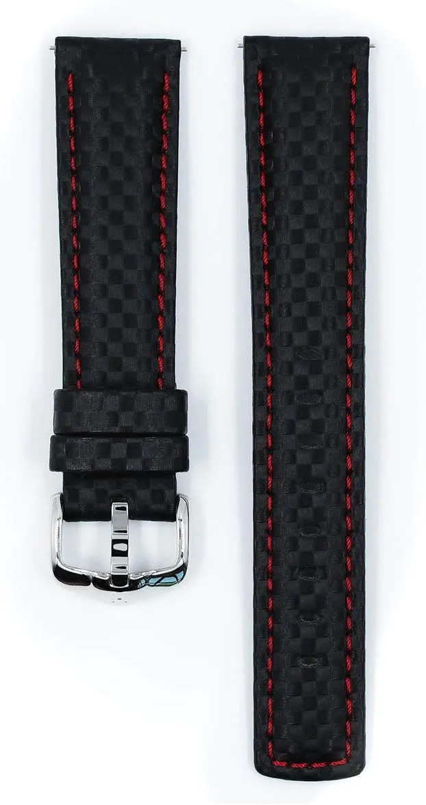 - 18mm, 20mm, 22mm, 24mm - Length - Attachment/Buckle Width - Quick Release Watch Band Hirsch Carbon Leather Watch devastate counter adviser privilege illusion Strap - Water Resistant 