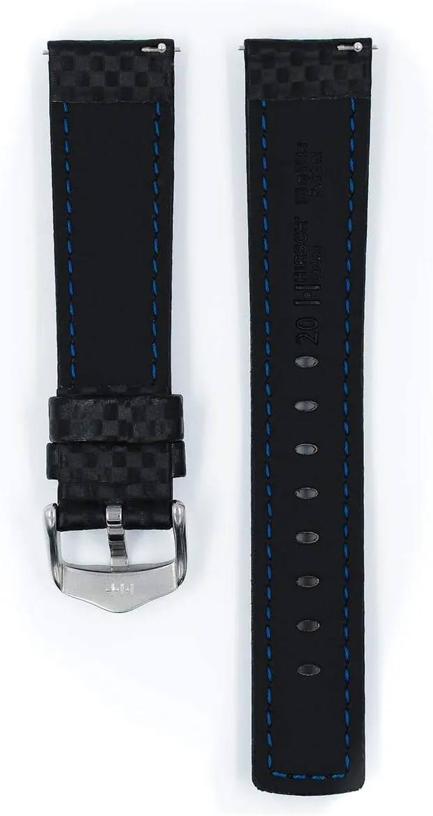 - 18mm, 20mm, 22mm, 24mm - Length - Attachment/Buckle Width - Quick Release Watch Band Hirsch Carbon Leather Watch devastate counter adviser privilege illusion Strap - Water Resistant 
