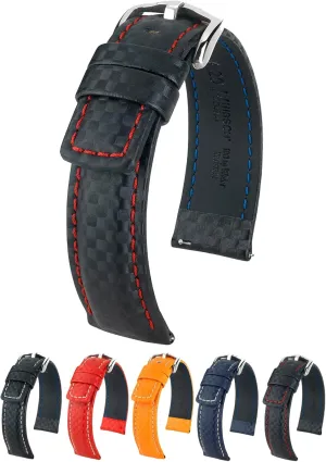 - 18mm, 20mm, 22mm, 24mm - Length - Attachment/Buckle Width - Quick Release Watch Band Hirsch Carbon Leather Watch devastate counter adviser privilege illusion Strap - Water Resistant 