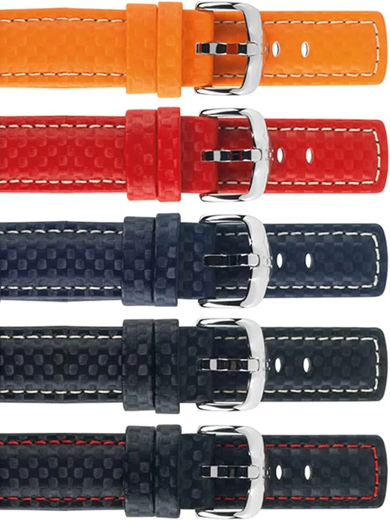 - 18mm, 20mm, 22mm, 24mm - Length - Attachment/Buckle Width - Quick Release Watch Band Hirsch Carbon Leather Watch devastate counter adviser privilege illusion Strap - Water Resistant 
