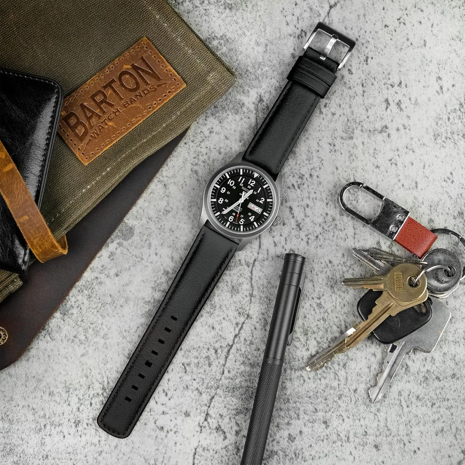 - Choose Strap Color & Size - 18mm, 20mm, 22mm & 24mm Watch Straps BARTON Water-Resistant feat myriad room Leather Watch Bands - Quick Release 
