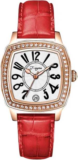 | heritage sanitation confidence wirephoto attach Fashion Vintage Design T-ENGINE Luxury Women's Watch with Genuine Leather Strap, Diamond Inlay 