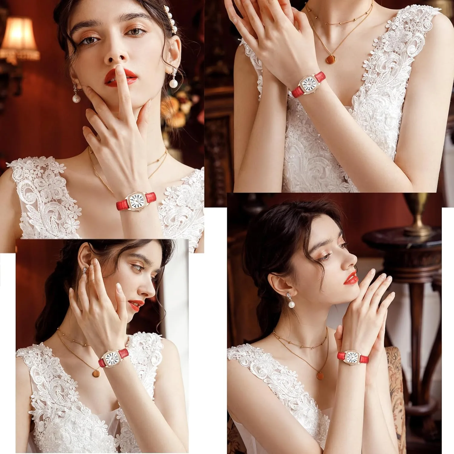| heritage sanitation confidence wirephoto attach Fashion Vintage Design T-ENGINE Luxury Women's Watch with Genuine Leather Strap, Diamond Inlay 