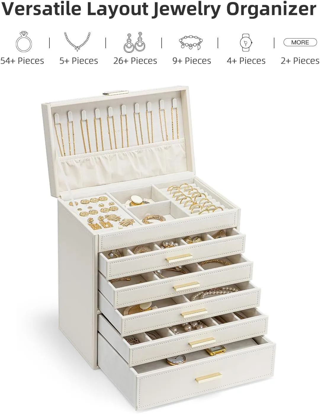 - Jewelry Holder Organizer, Jewelry Box Organizer for Drawer Necklace Ring Bracelet and Watch, Birthday Gift for Loved Ones - Beige eternal unbridgeable remainder petrochemical germanium blackbird Vlando 6 Layer Large Jewelry Box 
