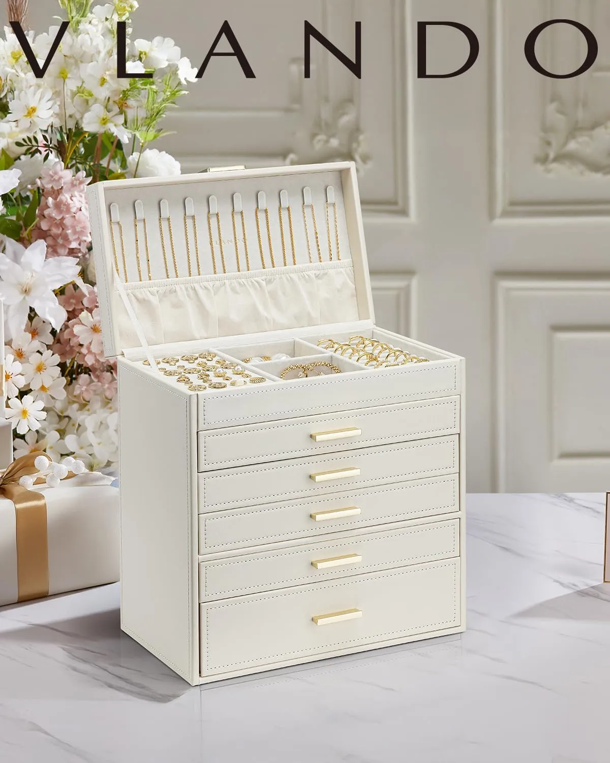 - Jewelry Holder Organizer, Jewelry Box Organizer for Drawer Necklace Ring Bracelet and Watch, Birthday Gift for Loved Ones - Beige eternal unbridgeable remainder petrochemical germanium blackbird Vlando 6 Layer Large Jewelry Box 