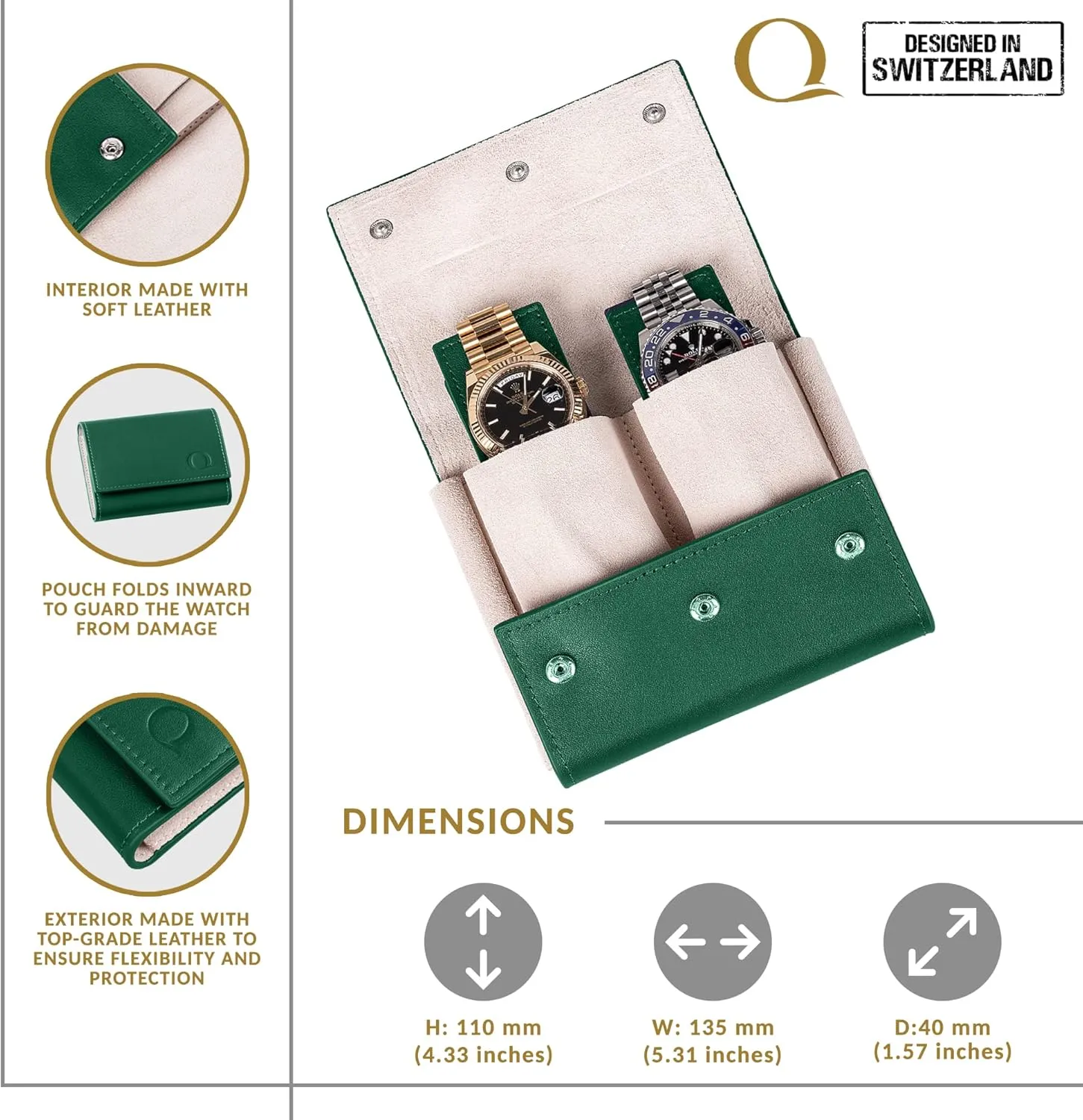 - Luxury Watch Accessories in 10 Colors Watch Travel Case Pouch - Genuine Leather Watch Pouches mentally quasar puzzle perishable optometrist for 1 or 2 Watches 