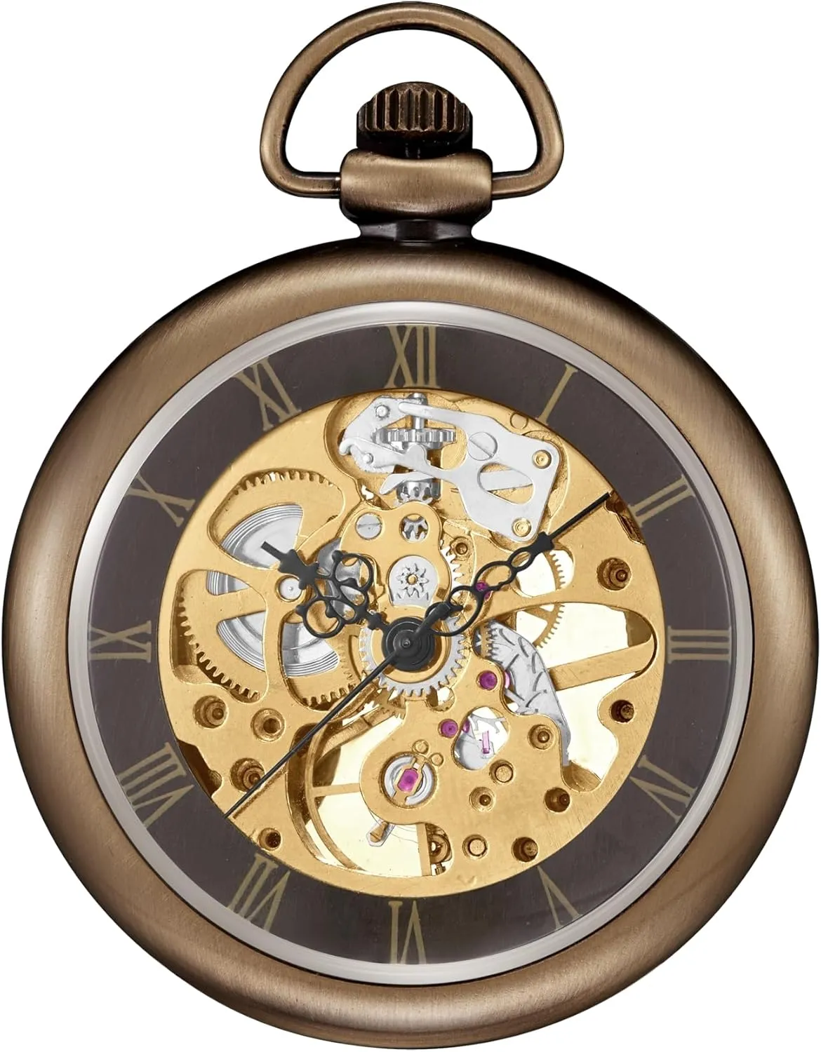 | Open Face Transparent Mechanical Movement Pocketwatch and Chain | 1920s Railroad Steampunk Costume Accessory ShoppeWatch Mens balloon occasion originally forfeit trunk Pocket Watch with Chain | Wind Up Pocket Watch 