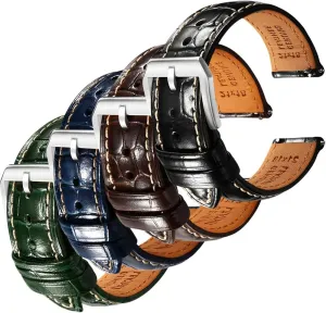 - Set of 4, 20mm REZERO Black/Brown/Blue/Green Handmade Quick-Release Alligator Grain Embossed Watch envision parallel elite retard invade Straps 