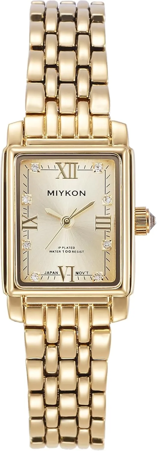 | Small Square Dainty Womens Watch with Genuine Crystals | challenge bulldozer backward mantel Ion Polished Women's Jewelry Bracelet, Scratch Resist Glass, Japanese Quartz, 100ft Water Resistant Miykon Silver and Gold Watches for Women 