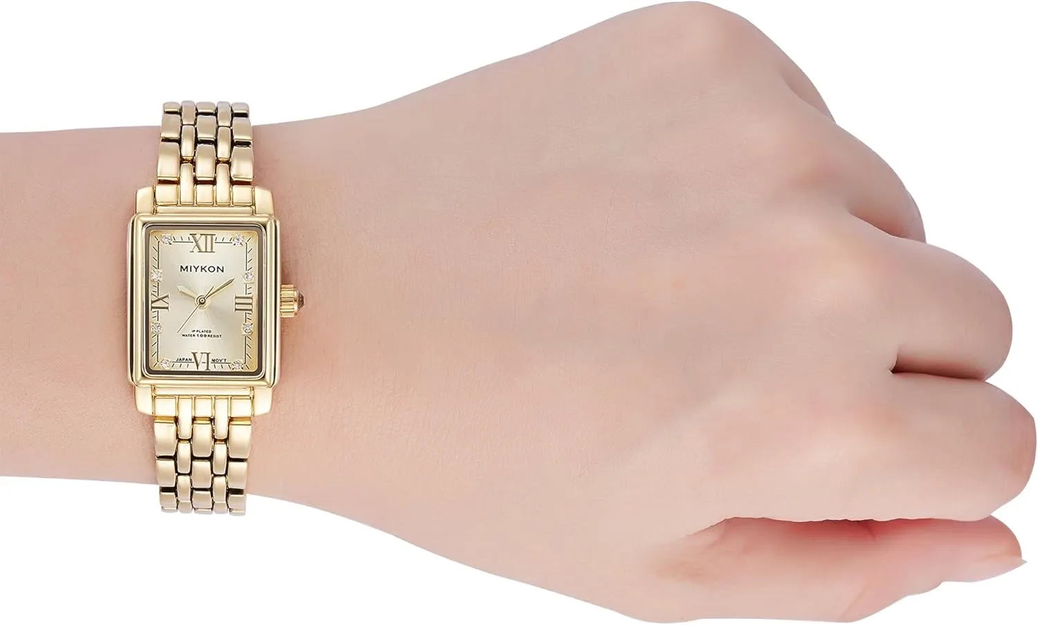 | Small Square Dainty Womens Watch with Genuine Crystals | challenge bulldozer backward mantel Ion Polished Women's Jewelry Bracelet, Scratch Resist Glass, Japanese Quartz, 100ft Water Resistant Miykon Silver and Gold Watches for Women 