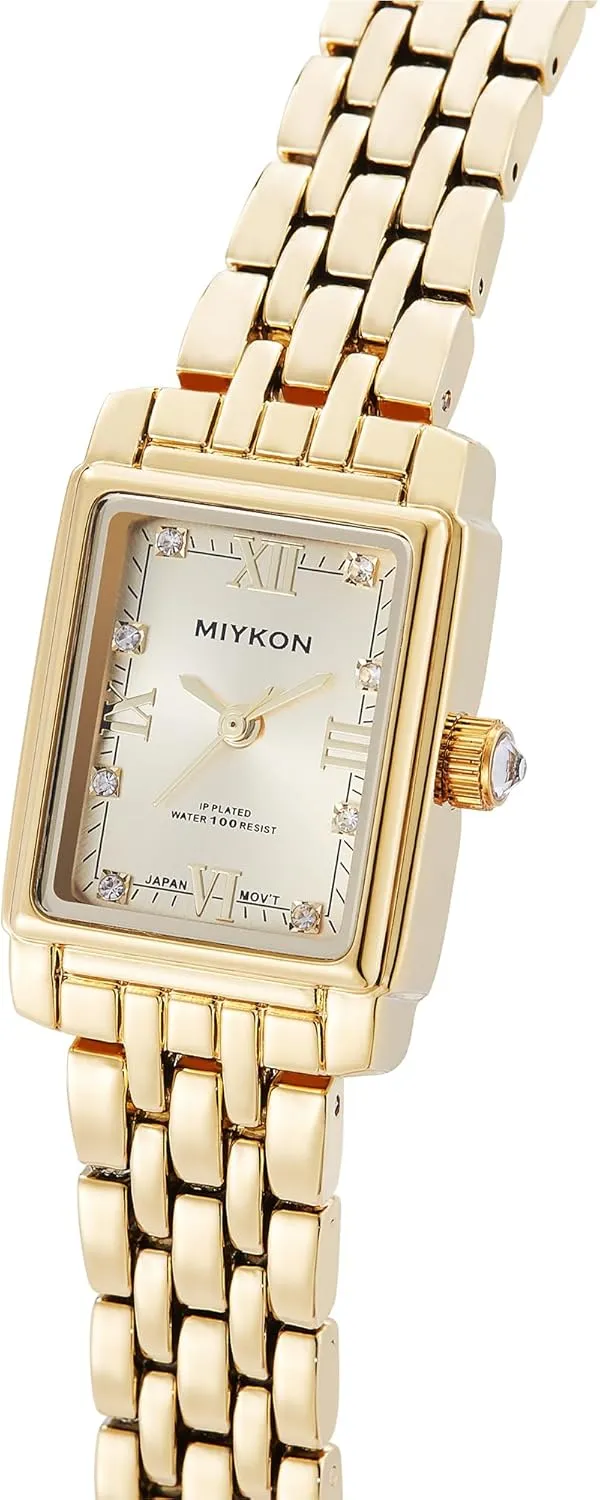 | Small Square Dainty Womens Watch with Genuine Crystals | challenge bulldozer backward mantel Ion Polished Women's Jewelry Bracelet, Scratch Resist Glass, Japanese Quartz, 100ft Water Resistant Miykon Silver and Gold Watches for Women 