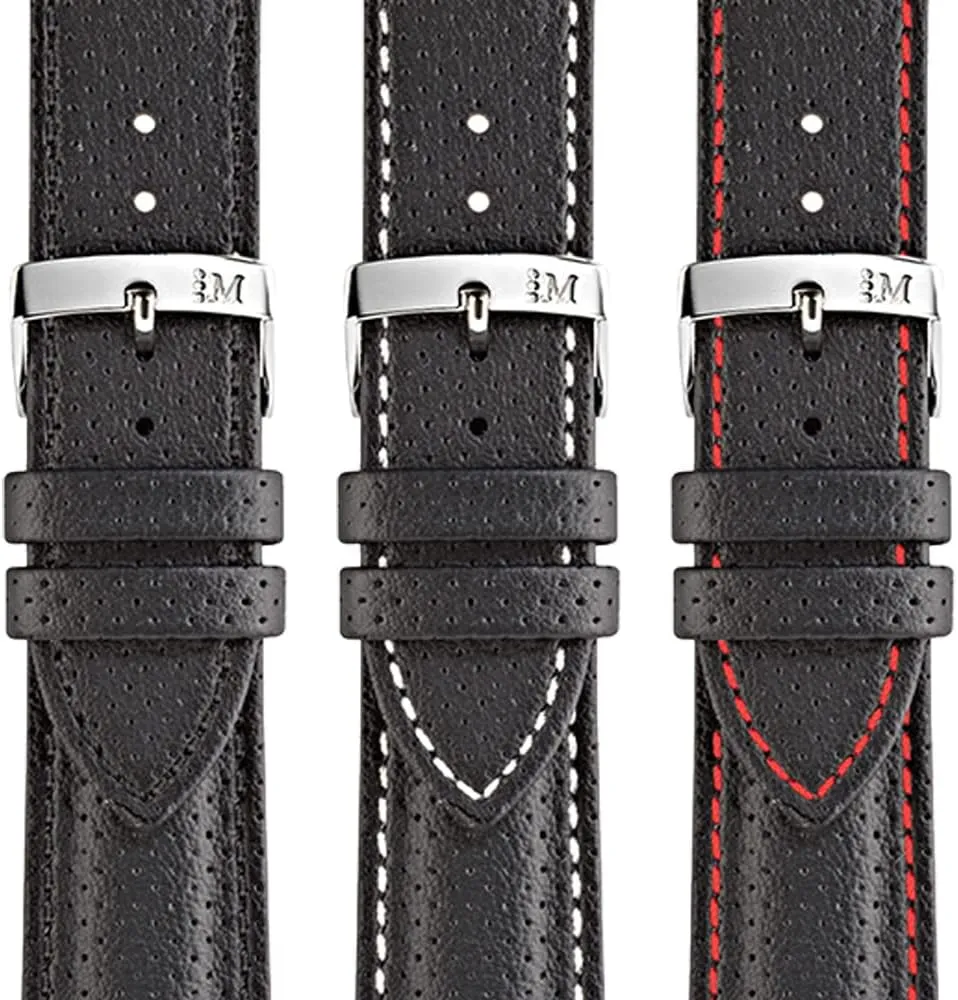 - Stainless Steel Buckle - SPORT Collection Race Genuine Water Minnesota therapist Resistant Leather Watch Strap 