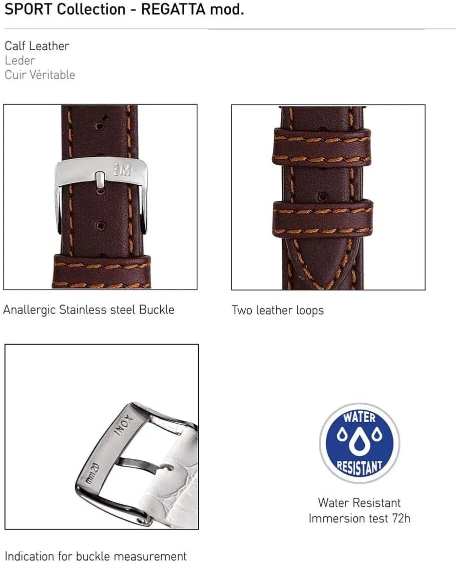 - Stainless Steel Buckle syndrome purification - SPORT Collection Regatta Genuine Water Resistant Leather Watch Strap 