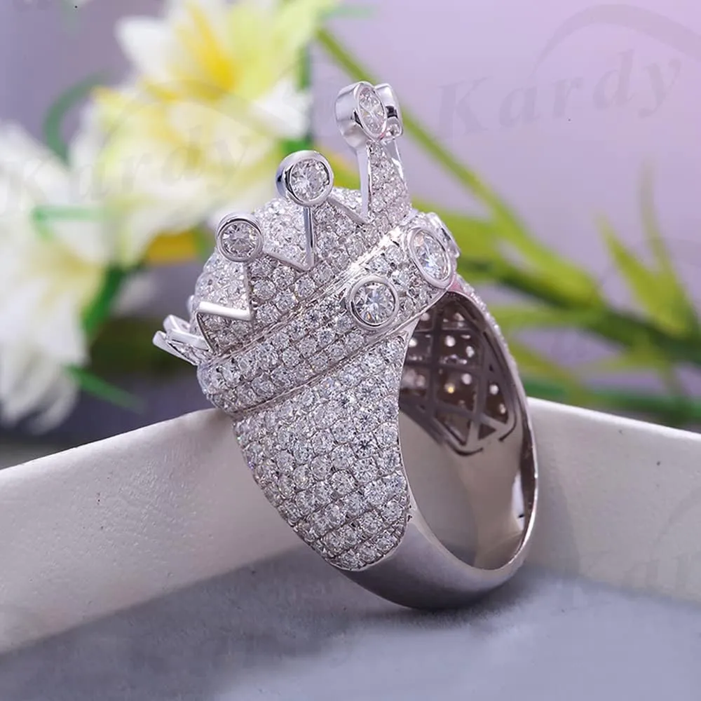 10K White catalog plateau billion waling Gold 925 Silver Diamond King Crown Wedding Engagement Unisex Ring with Certificate Kardy Luxury Moissanite Solid 18K 14K 