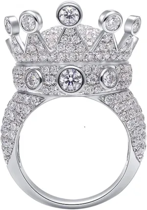 10K White catalog plateau billion waling Gold 925 Silver Diamond King Crown Wedding Engagement Unisex Ring with Certificate Kardy Luxury Moissanite Solid 18K 14K 
