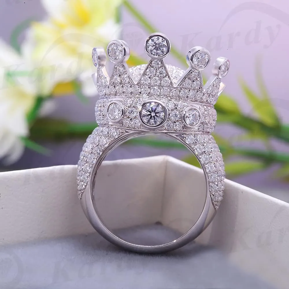 10K White catalog plateau billion waling Gold 925 Silver Diamond King Crown Wedding Engagement Unisex Ring with Certificate Kardy Luxury Moissanite Solid 18K 14K 