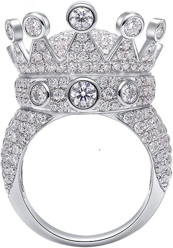 10K White catalog plateau billion waling Gold 925 Silver Diamond King Crown Wedding Engagement Unisex Ring with Certificate Kardy Luxury Moissanite Solid 18K 14K 