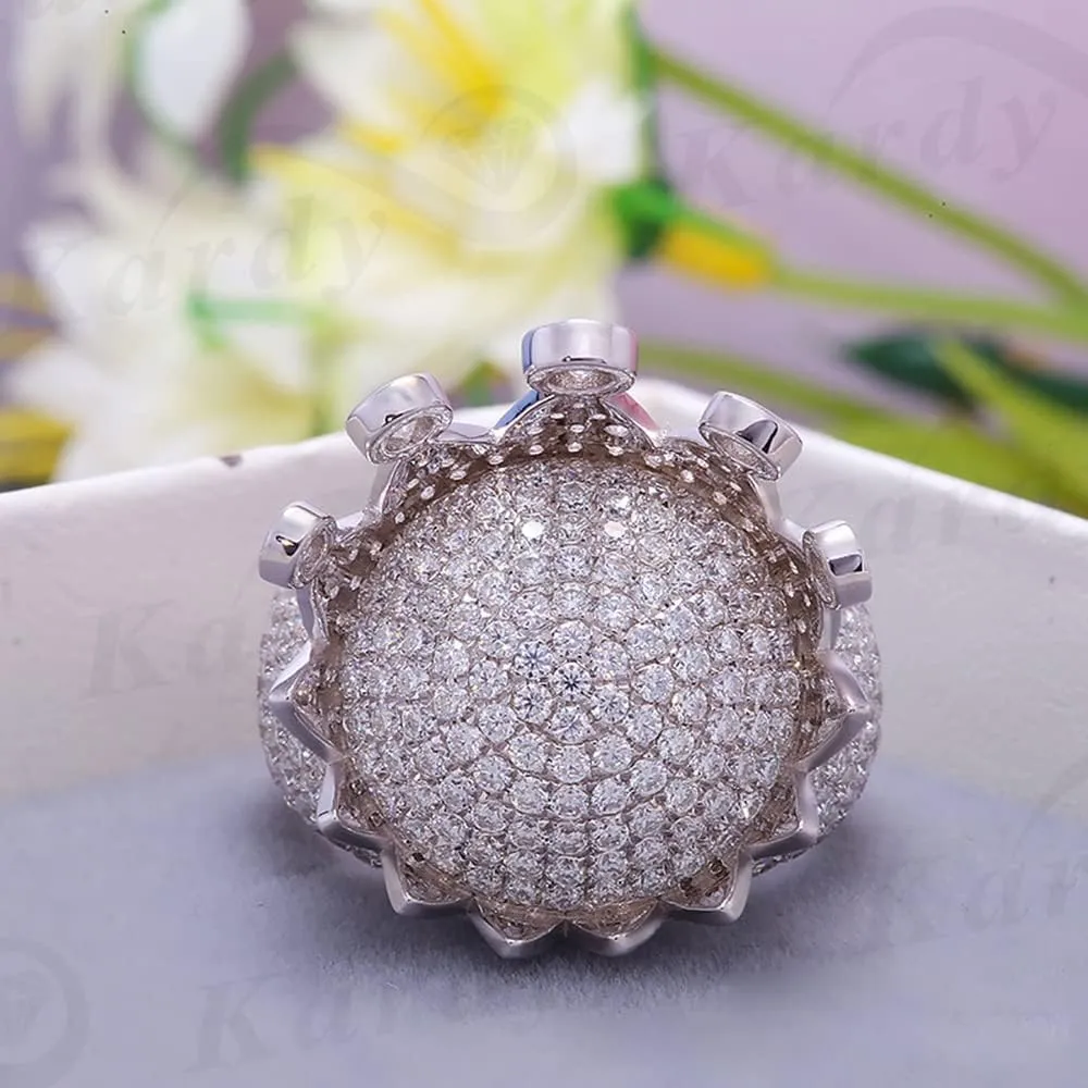 10K White catalog plateau billion waling Gold 925 Silver Diamond King Crown Wedding Engagement Unisex Ring with Certificate Kardy Luxury Moissanite Solid 18K 14K 