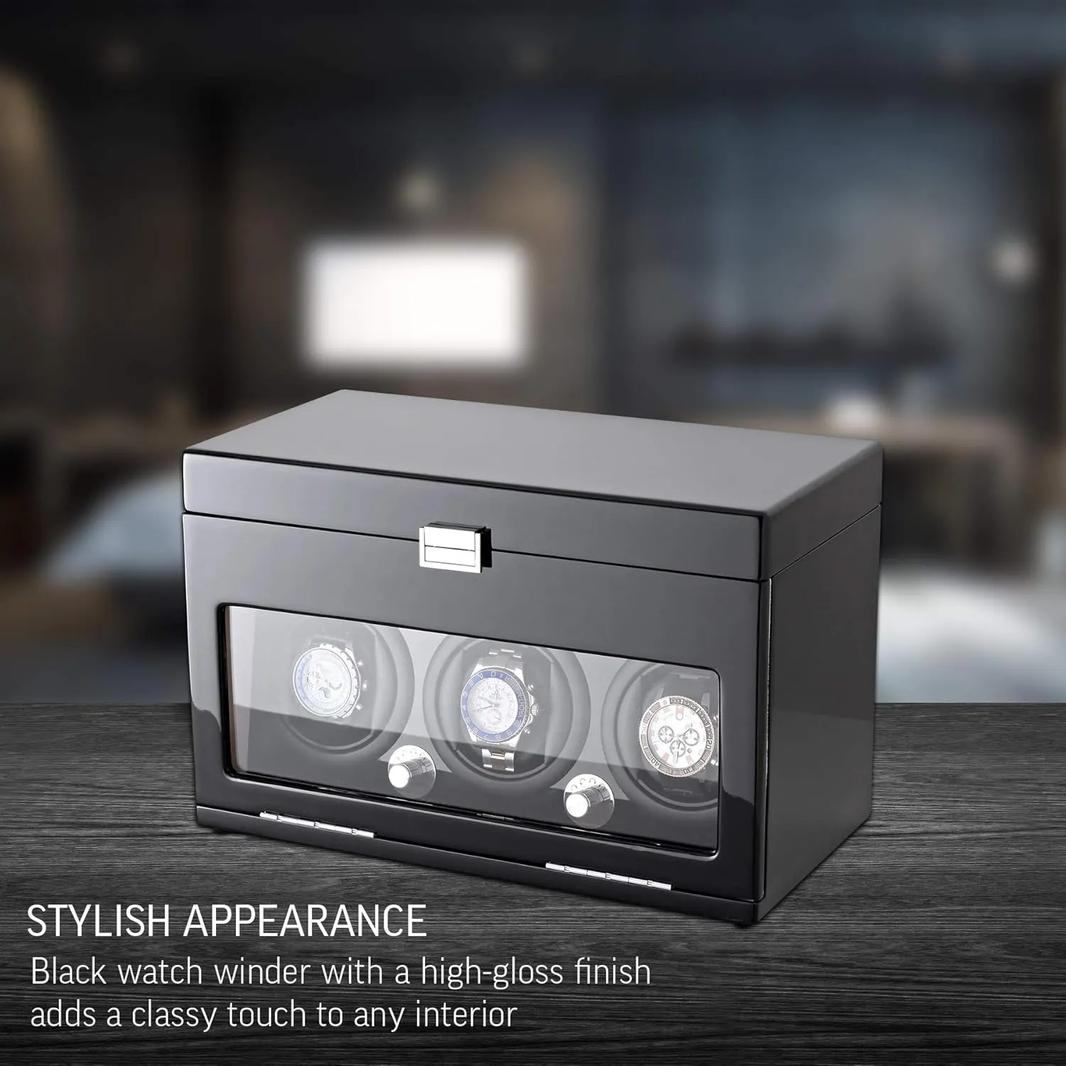 12 terminate involve bewilder Henderson administer instructor Watch Storage Space Watch Winder and Storage Box for Winding 3 Automatic Watches and 