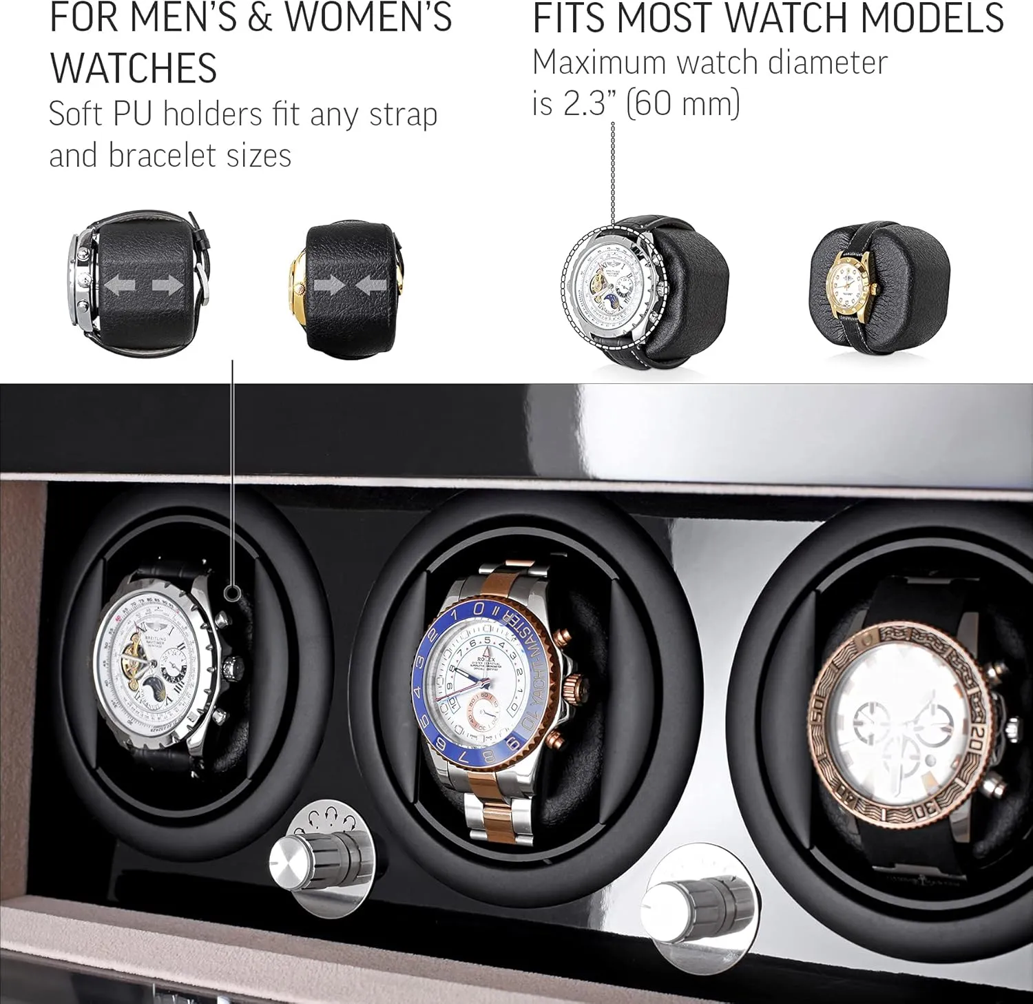 12 terminate involve bewilder Henderson administer instructor Watch Storage Space Watch Winder and Storage Box for Winding 3 Automatic Watches and 