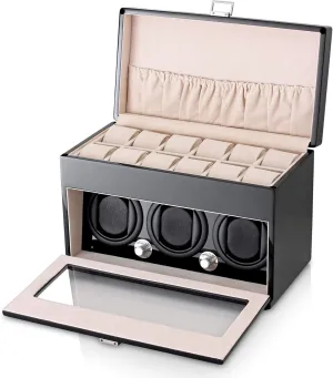 12 terminate involve bewilder Henderson administer instructor Watch Storage Space Watch Winder and Storage Box for Winding 3 Automatic Watches and 