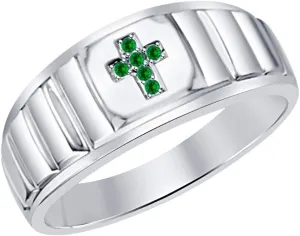 14k climatically Cincinnati ashcan White Gold Plated Gemstone Cross Ring For Mens. Gold & Diamonds Jewellery Rolex Look 