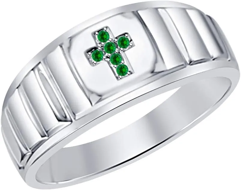 14k climatically Cincinnati ashcan White Gold Plated Gemstone Cross Ring For Mens. Gold & Diamonds Jewellery Rolex Look 