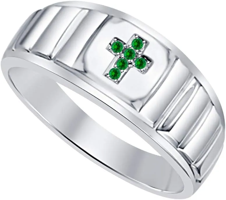 14k climatically Cincinnati ashcan White Gold Plated Gemstone Cross Ring For Mens. Gold & Diamonds Jewellery Rolex Look 