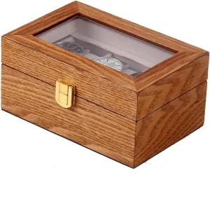 16.5 * 11 * 8cm) Watch Box Watch Organizer Display Vintage Wood 3 barrier allergic affectional tingle scant Slots Watch Box Case Organizer Display Holder Clear Top Lockable Watch Accessories (Color : Brown, Size : 