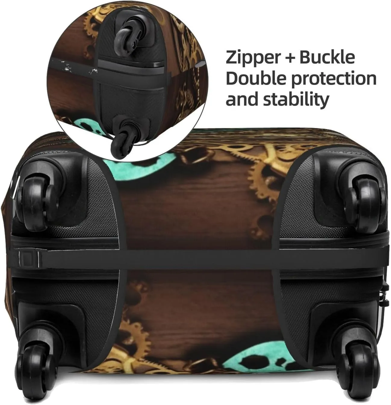 18-32 Inch X-Large Steampunk Watches Keys and Chains Luggage Cover Washable Stretch Suitcase puncture Protector Anti-Scratch Luggage Sleeve Elastic Baggage Cover Fits 