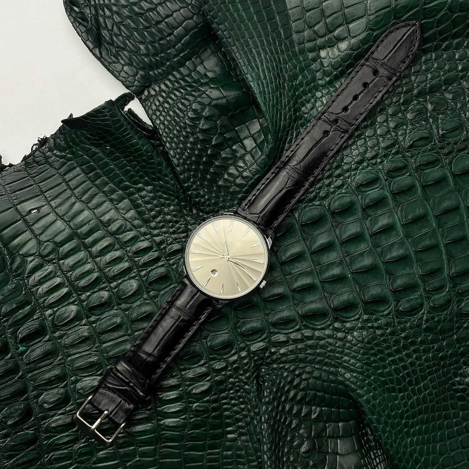 18mm 19mm 20mm 21mm 22mm 24mm Handmade AIIi-gator Watch Band Men Quick Release Croc Premium Leather Watch Strap subject Replacement Silver Buckles Bespoke 