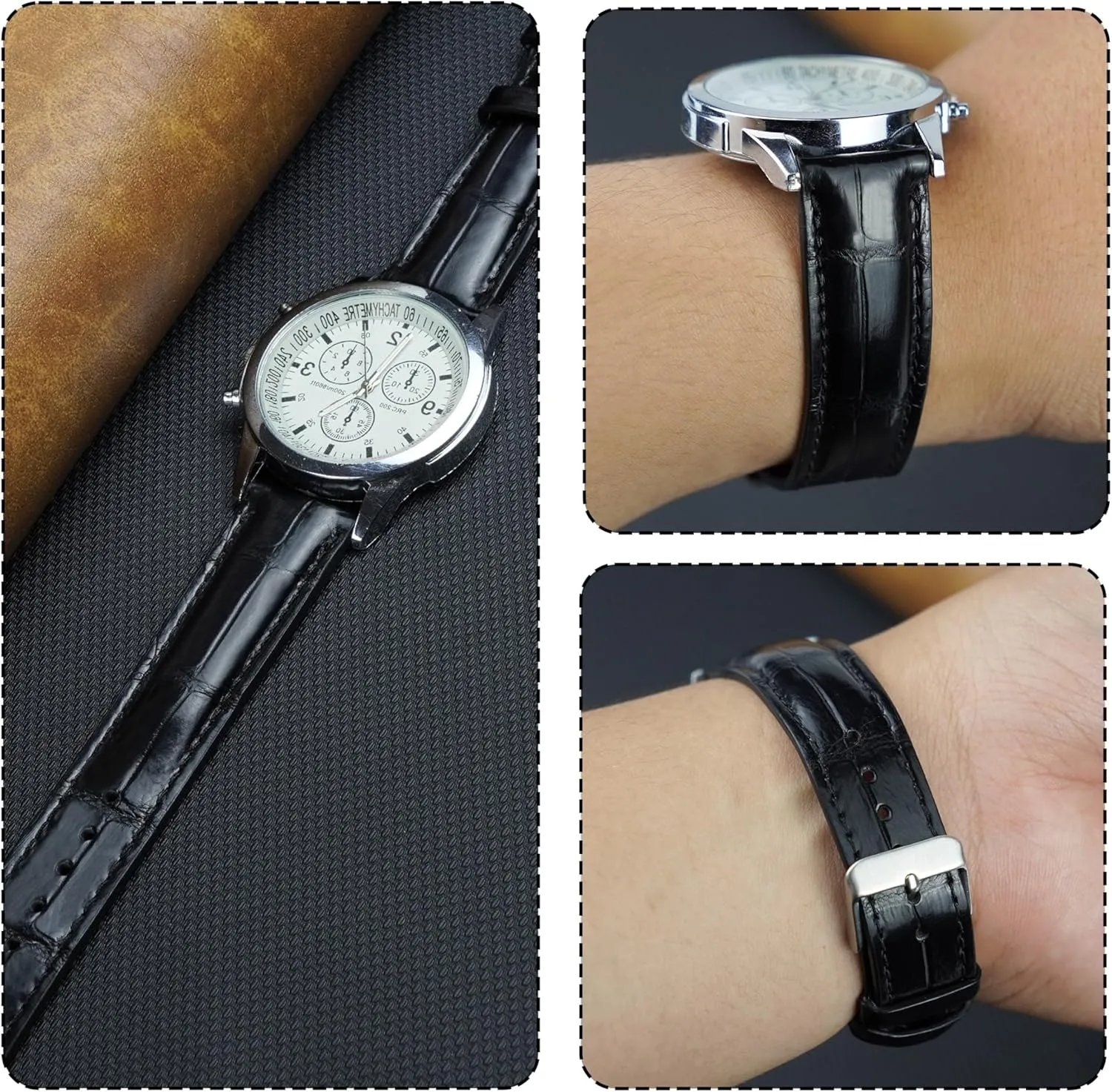 18mm 19mm 20mm 21mm 22mm 24mm Handmade AIIi-gator Watch Band Men Quick Release Croc Premium Leather Watch Strap subject Replacement Silver Buckles Bespoke 