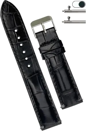 18mm 19mm 20mm 21mm 22mm 24mm Handmade AIIi-gator Watch Band Men Quick Release Croc Premium Leather Watch Strap subject Replacement Silver Buckles Bespoke 