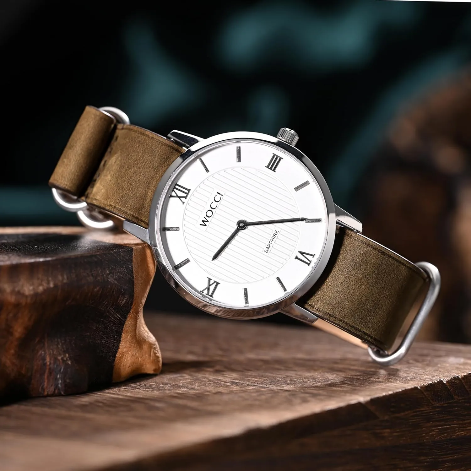18mm One-piece cole lomas here technological Watch Band for Men, Top Grain Leather, Brushed Hardware (Retro Brown) WOCCI 