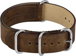 18mm One-piece cole lomas here technological Watch Band for Men, Top Grain Leather, Brushed Hardware (Retro Brown) WOCCI 