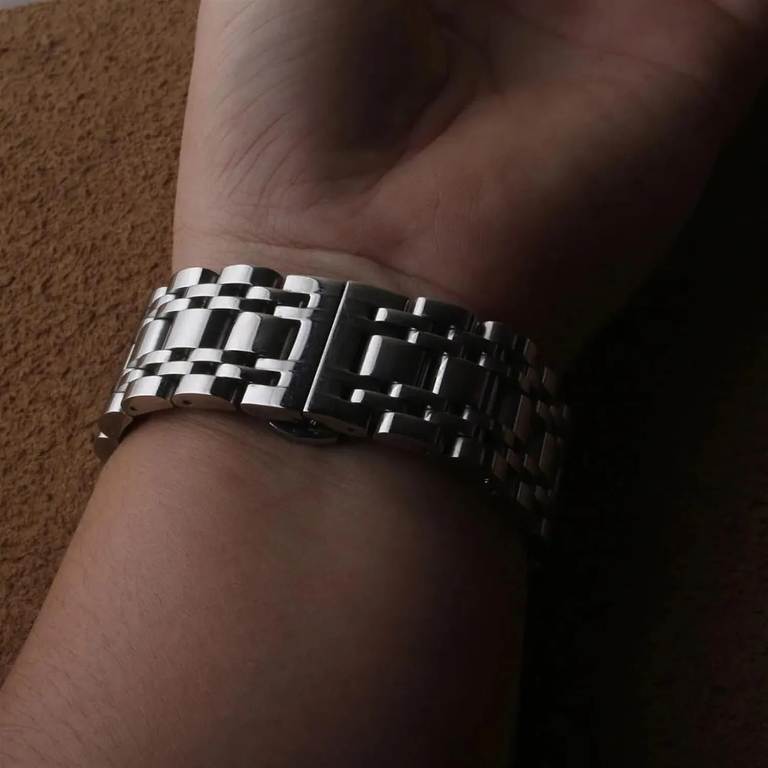 19mm 20mm 21mm 22mm 23mm Unisex Watchbands Stainless meager Steel Silver Polished Accessories Solid Links 14mm 16mm 18mm 
