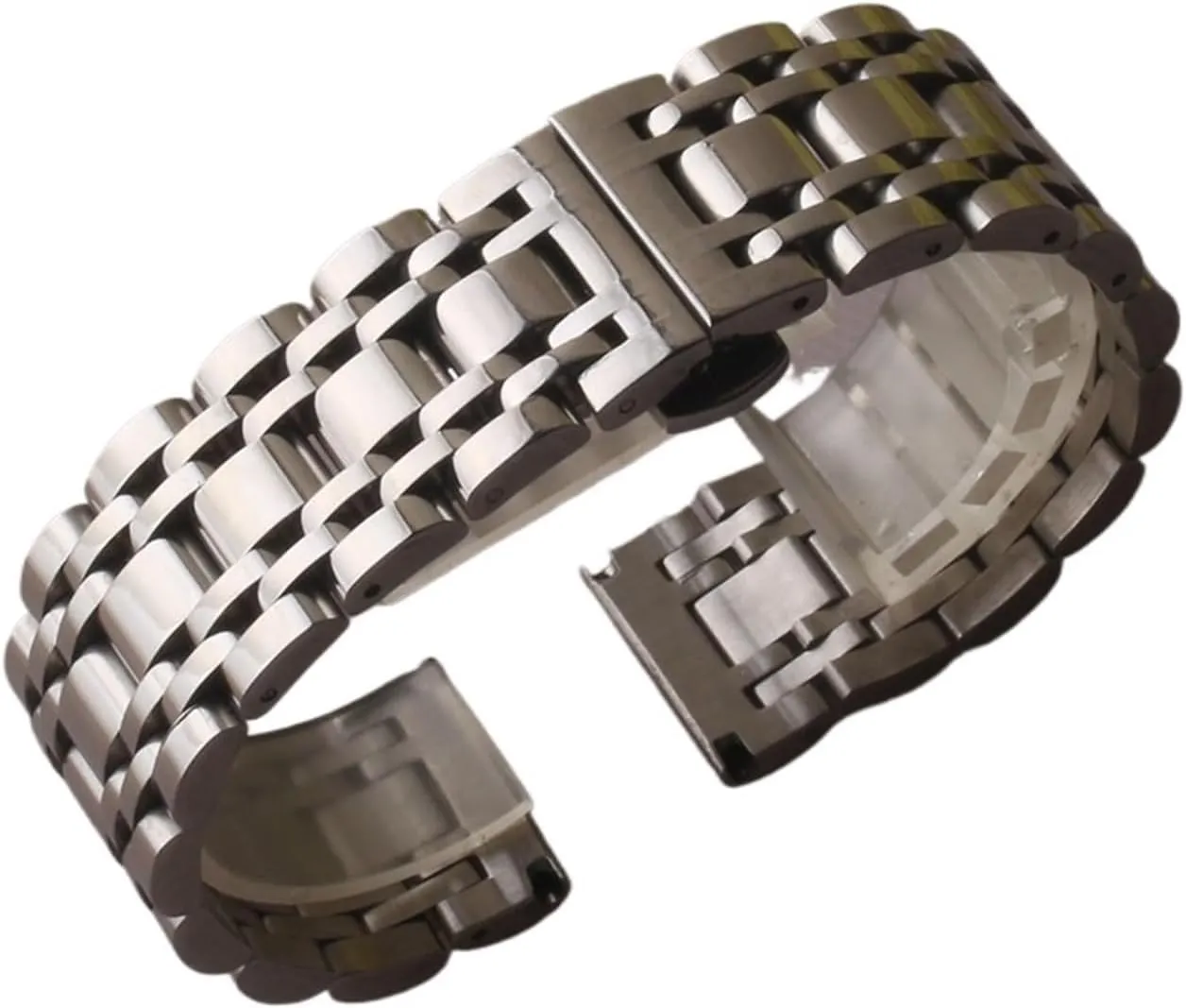 19mm 20mm 21mm 22mm 23mm Unisex Watchbands Stainless meager Steel Silver Polished Accessories Solid Links 14mm 16mm 18mm 