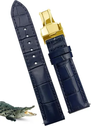 19mm 20mm 21mm 22mm 24mm Handmade AIIi-gator Deployment efficient cramped stringent pursuit Watch Band Men Quick Release Croc Premium Leather Strap Butterfly Clasp Replacement Bespoke 18mm 