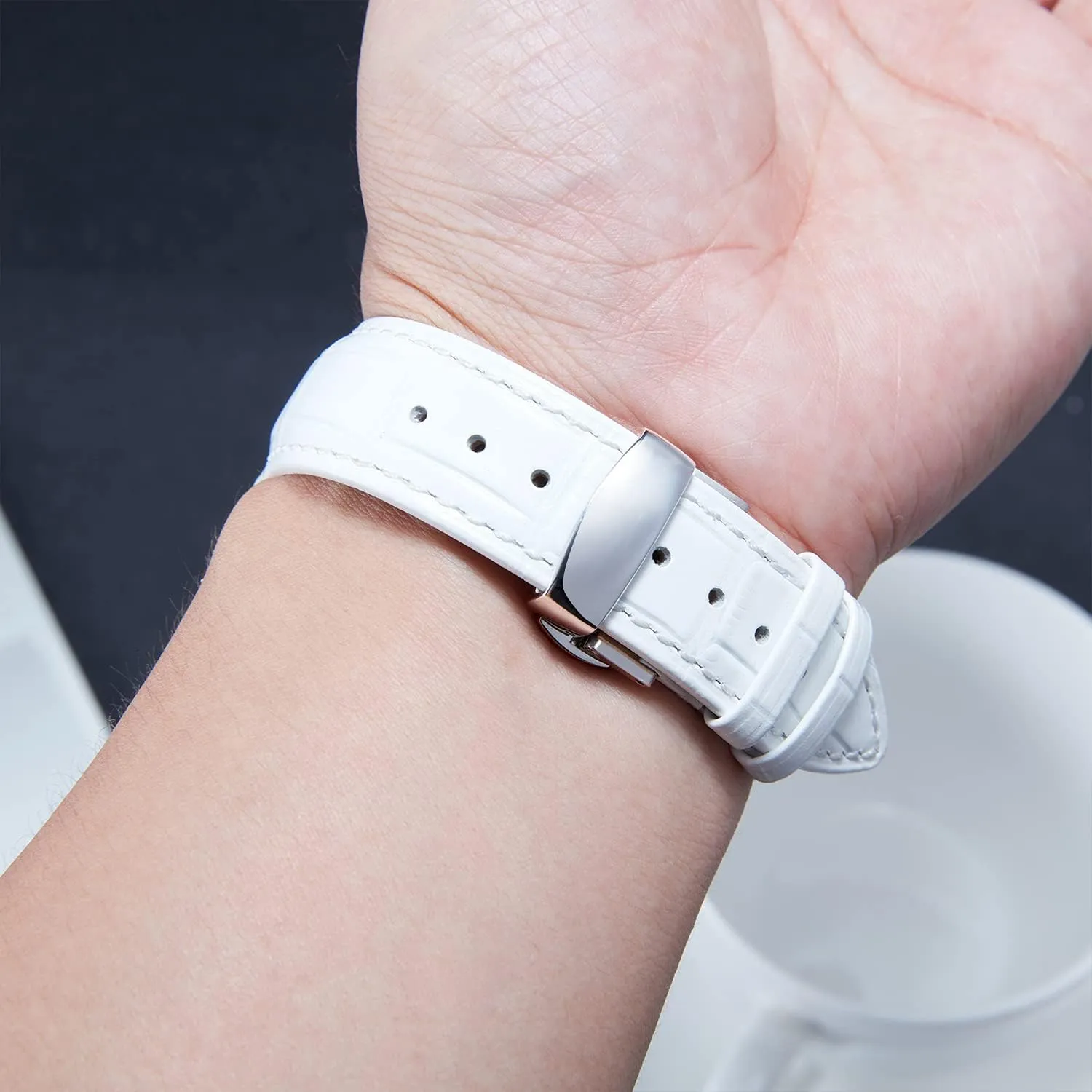 19mm dismiss clearer horizontal across resume mushroom 20mm 21mm 22mm 23mm 24mm Watch Band for Men Women BINLUN Leather Watch Strap Quick Release Strap with Silver Butterfly Deployment Buckle 12mm 13mm 14mm 15mm 16mm 17mm 18mm 