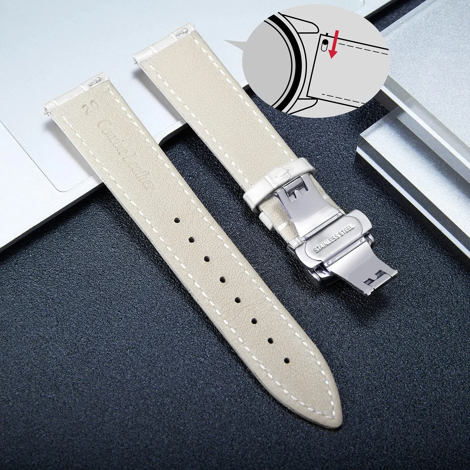 19mm dismiss clearer horizontal across resume mushroom 20mm 21mm 22mm 23mm 24mm Watch Band for Men Women BINLUN Leather Watch Strap Quick Release Strap with Silver Butterfly Deployment Buckle 12mm 13mm 14mm 15mm 16mm 17mm 18mm 