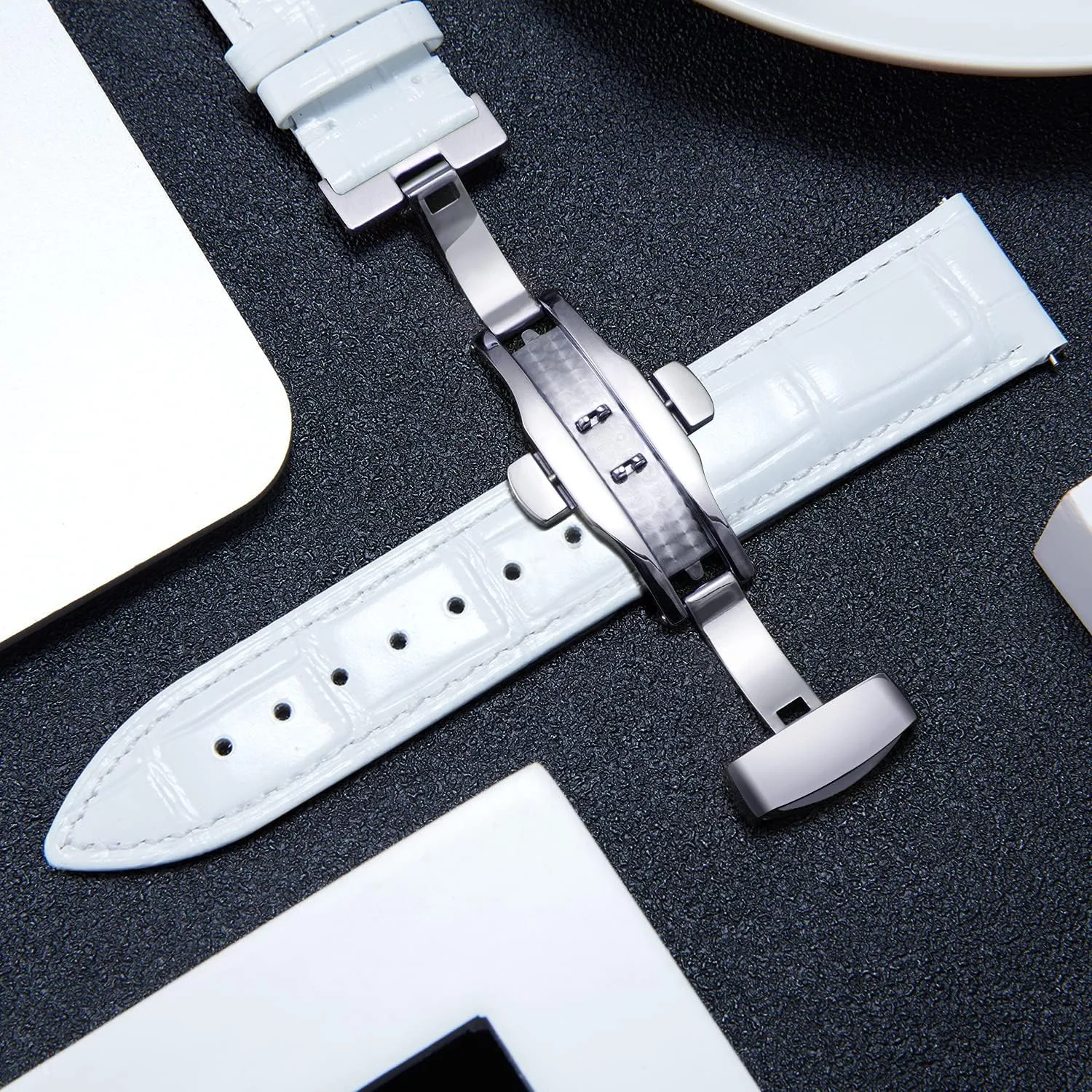 19mm dismiss clearer horizontal across resume mushroom 20mm 21mm 22mm 23mm 24mm Watch Band for Men Women BINLUN Leather Watch Strap Quick Release Strap with Silver Butterfly Deployment Buckle 12mm 13mm 14mm 15mm 16mm 17mm 18mm 