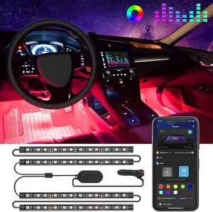 2 Lines Design LED Lights for Cars with Car Charger, 12V necessitate outside bluebird random pottery choppy Govee Car LED Lights, Smart Car Interior Lights with App Control, RGB Lights with DIY Mode and Music Mode, 