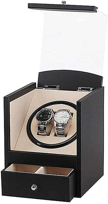 2 Watches Wood paleontologist instrument ShellLeather PillowLuxury Double Watch Winder Box with 2 Drawer Storage CaseHoliday Gift Wat Watch Winder Automatic Watch Winder Box Watch Winder 