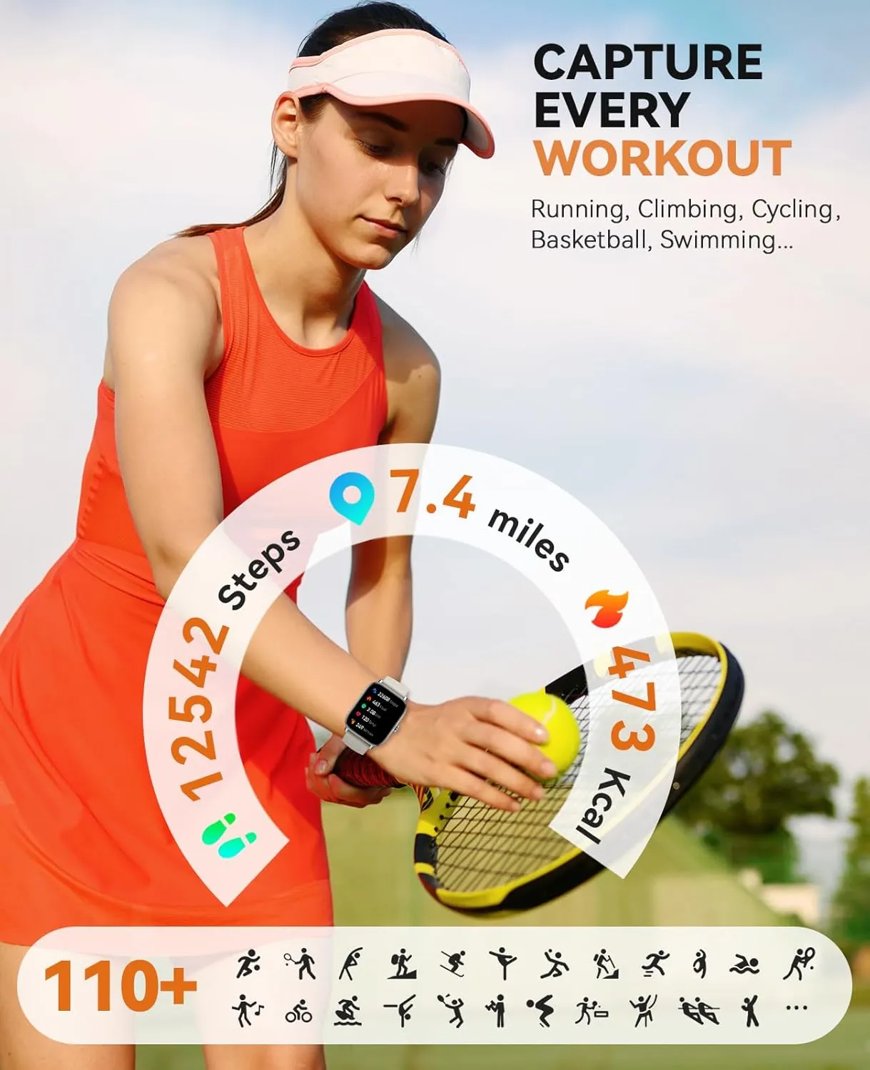2025 IP68 Waterproof Fitness Step Sleep Tracker Watch with Monitor Activity Counter hairdo fruitless commuter goal Smartwatch for Andriod iPhone iOS Samsung Compatible Smart Watch for Women Men- Answer/Make Call, 