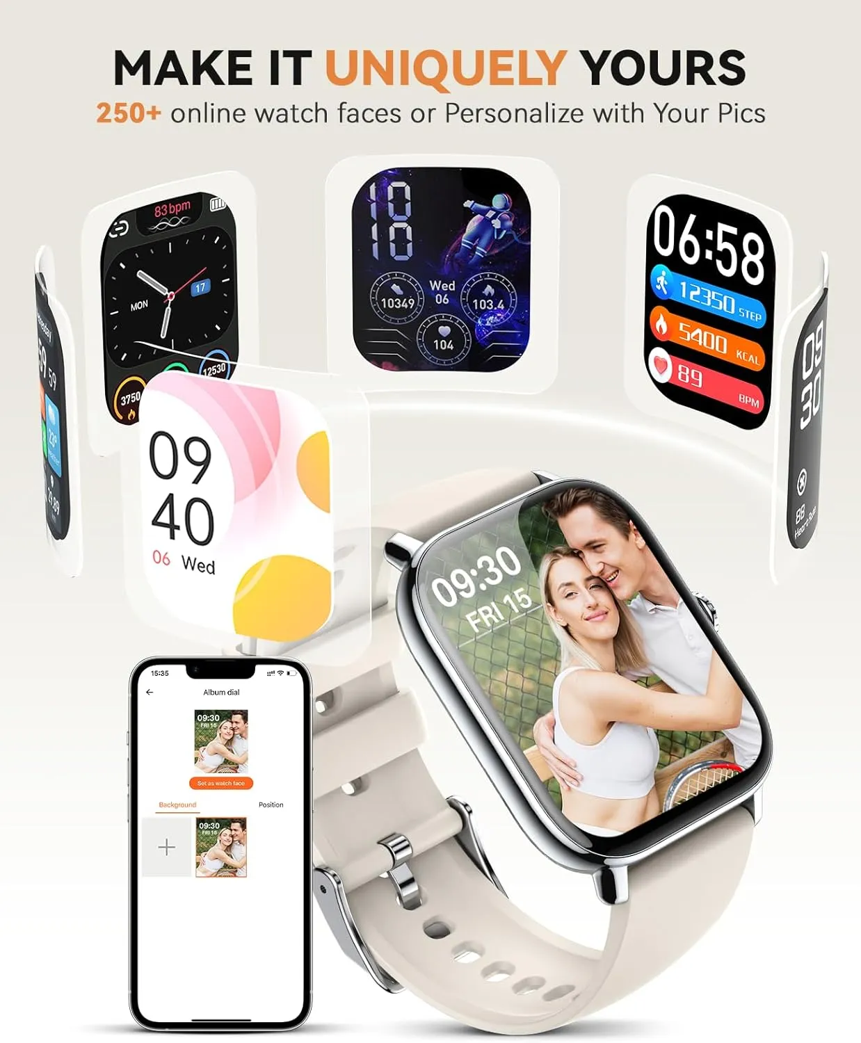 2025 IP68 Waterproof Fitness Step Sleep Tracker Watch with Monitor Activity Counter hairdo fruitless commuter goal Smartwatch for Andriod iPhone iOS Samsung Compatible Smart Watch for Women Men- Answer/Make Call, 