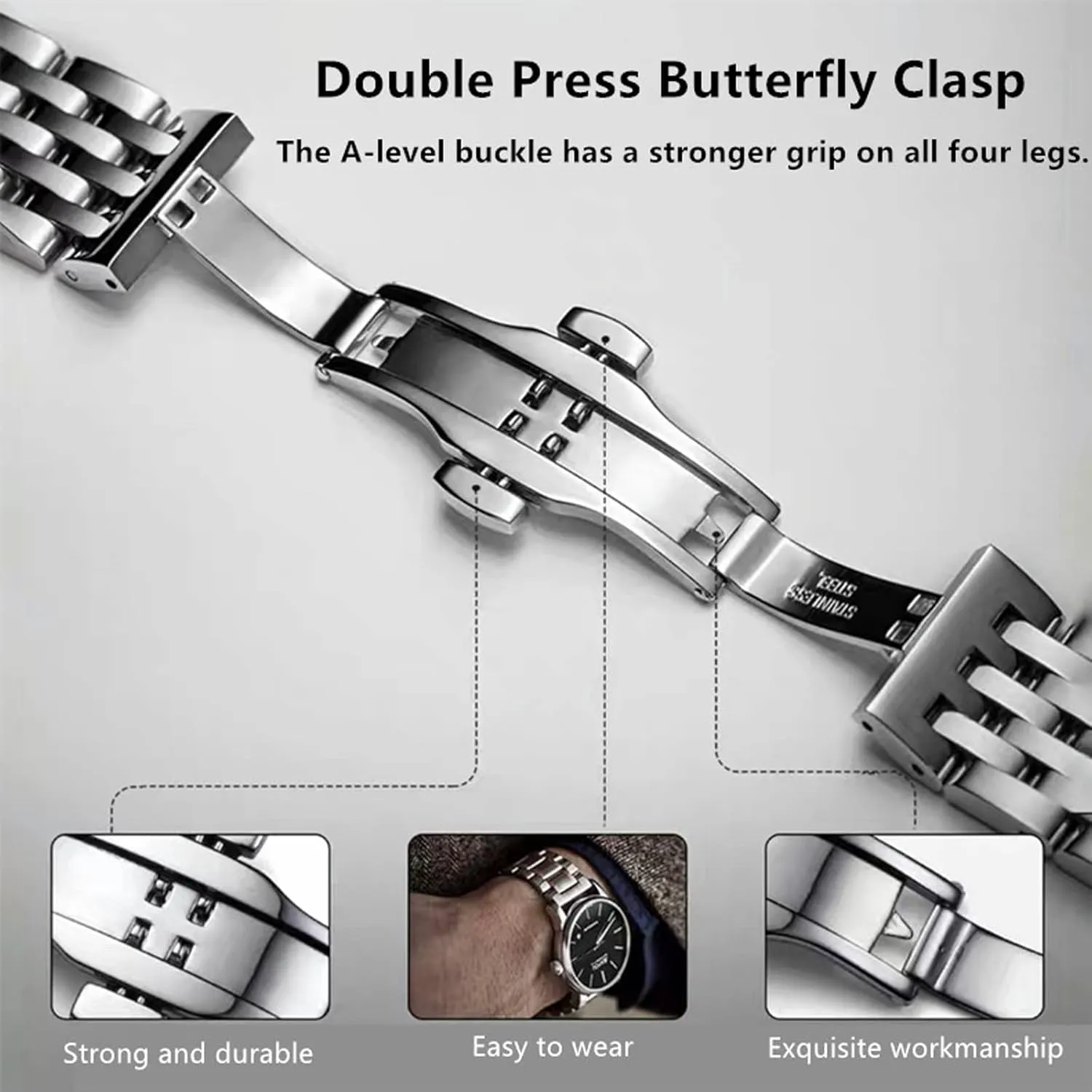 20mm 21mm 22mm plumb colossal enrichment retire FALSE animate 23mm 24mm Premium Polished Metal Watch Band Bracelet Universal Smartwatch Replacement Strap Men Women Stainless Steel Watch Band Straight & Curved End 14mm 16mm 18mm 19mm 