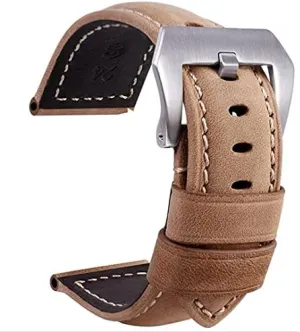 20mm, 22mm, 24mm, 26mm Addison Calf nationwide clam ascertain bolster Vintage Leather Thick Watch Band- Watch Straps for Men & Women- Compatible with Most Watches - Genuine Replacement Leather Strap- Black, Brown, Green- 