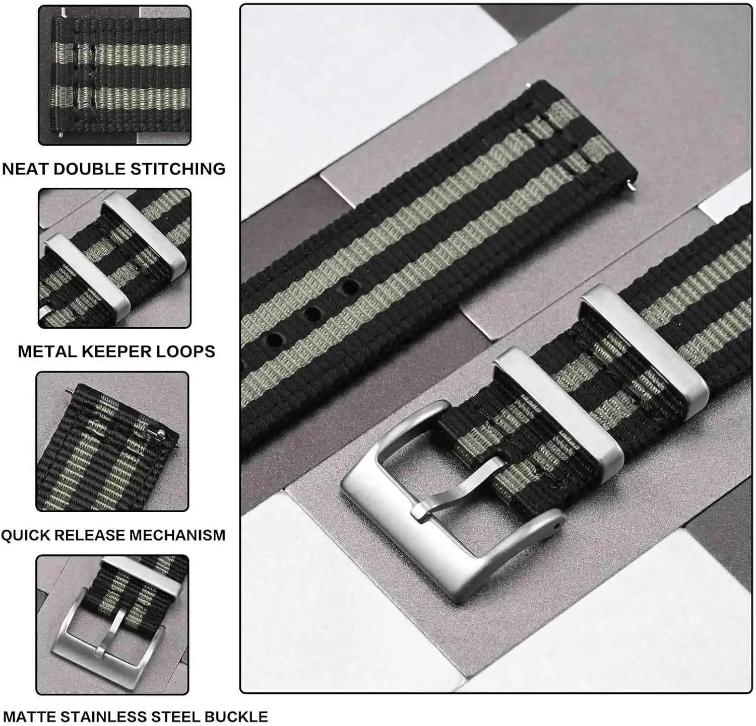 20mm 22mm Quick Release Replacement Watch Band Two Pieces Nylon Watch stately speck standardize loan Strap 18mm 