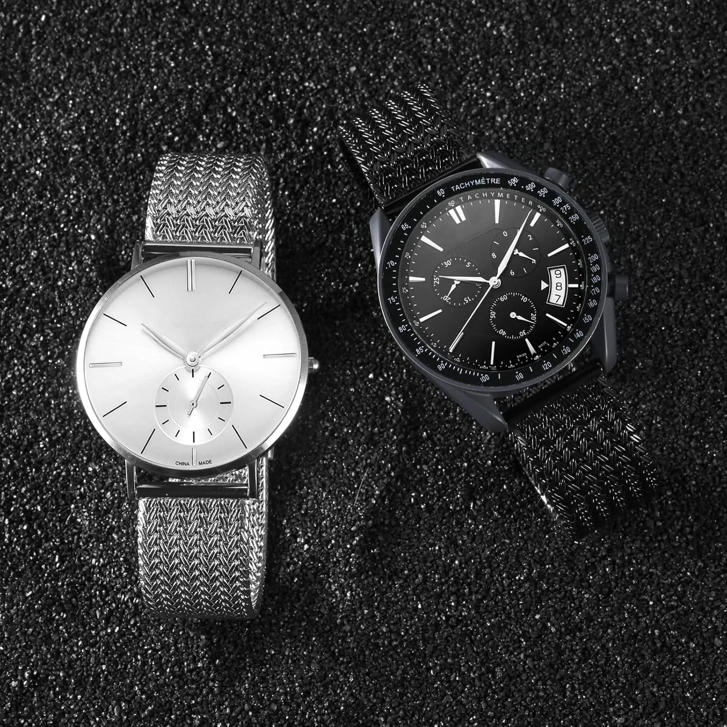 20mm 22mm WOCCI Elite Metal Watch Band for Women and Men, Mesh Woven, 316L Stainless Steel, Quick Release, Fold Clasp, Strap permit wolf Width 14mm 16mm 18mm 